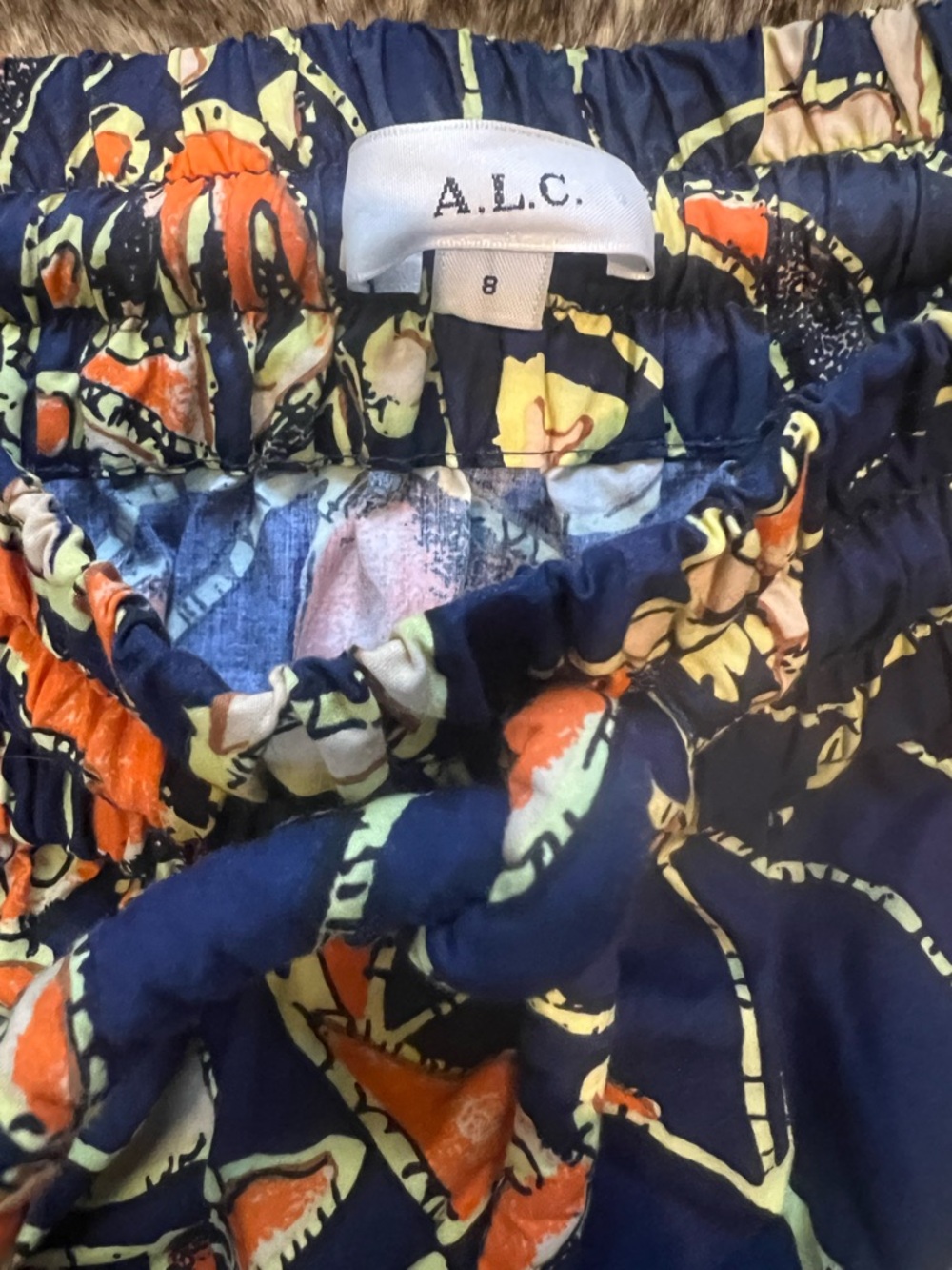 A.L.C. Black Midi Skirt with Orange Floral Print - Picture 5 of 5